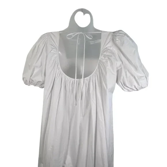 H&M White Cotton Elbow Length Maxi Dress Tie Back Size Medium - Picture 6 of 10